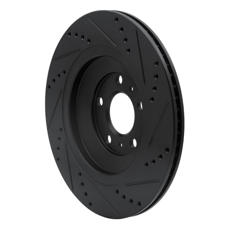 Audi S8 Brake Rotor (1) - Rear Left - R1 Concepts - Drilled & Slotted - Black - `04-`18